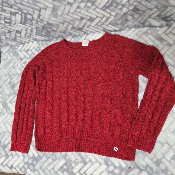 Abercrombie & Fitch Girls cable stitch crewneck sweater dark red size 15/16 - Picture 2 of 6